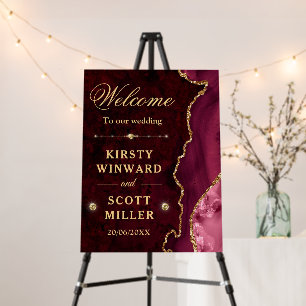 Red and Gold Glitter Agate and marble Wedding Foam Board