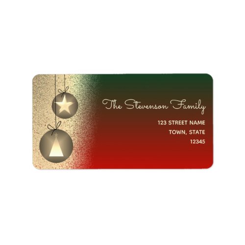 Red and Gold Glitter Ornaments Return Address Label