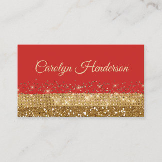 Red and Gold Glittery Business Card