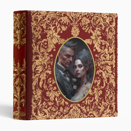 Red and Gold Gothic Photo Frame Wedding Album 3 Ring Binder