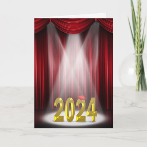 Red and Gold Graduation 2024 in Spotlight Card