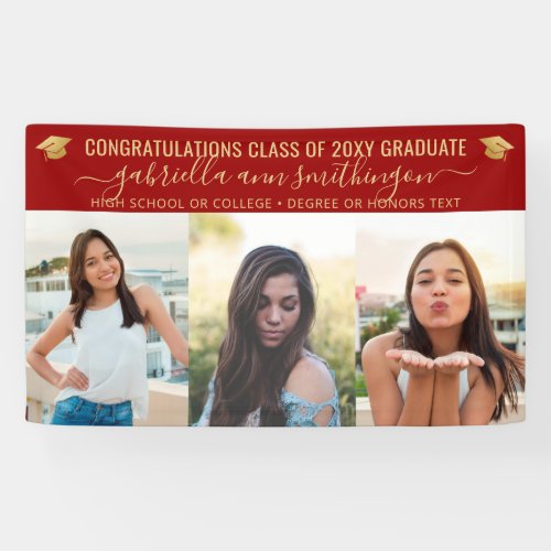 Red and Gold Graduation 3 Photo  Banner