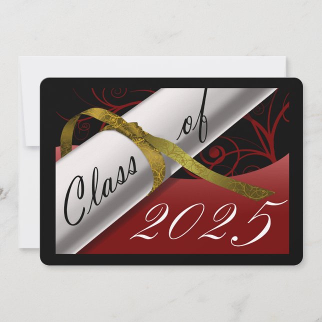 Red and Gold Graduation Announcement (Front)