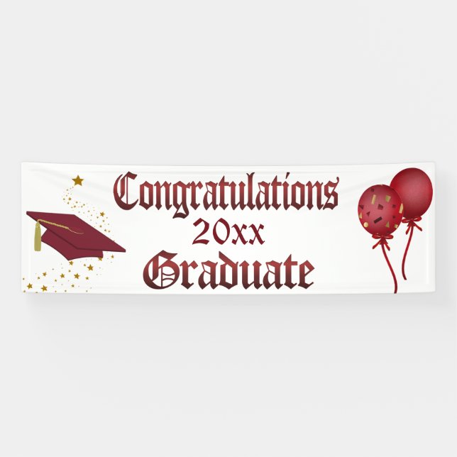 Red and Gold Graduation Banner (Horizontal)