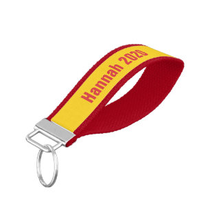 Red and Gold Graduation Gift Safe Trendy Modern Wrist Keychain
