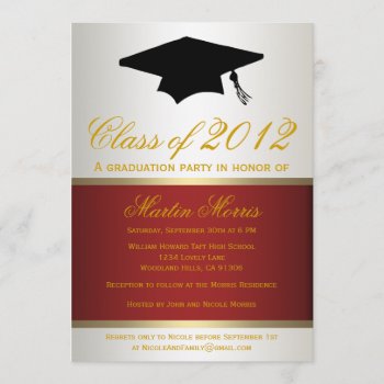 Red And Gold Graduation Invitation by party_depot at Zazzle