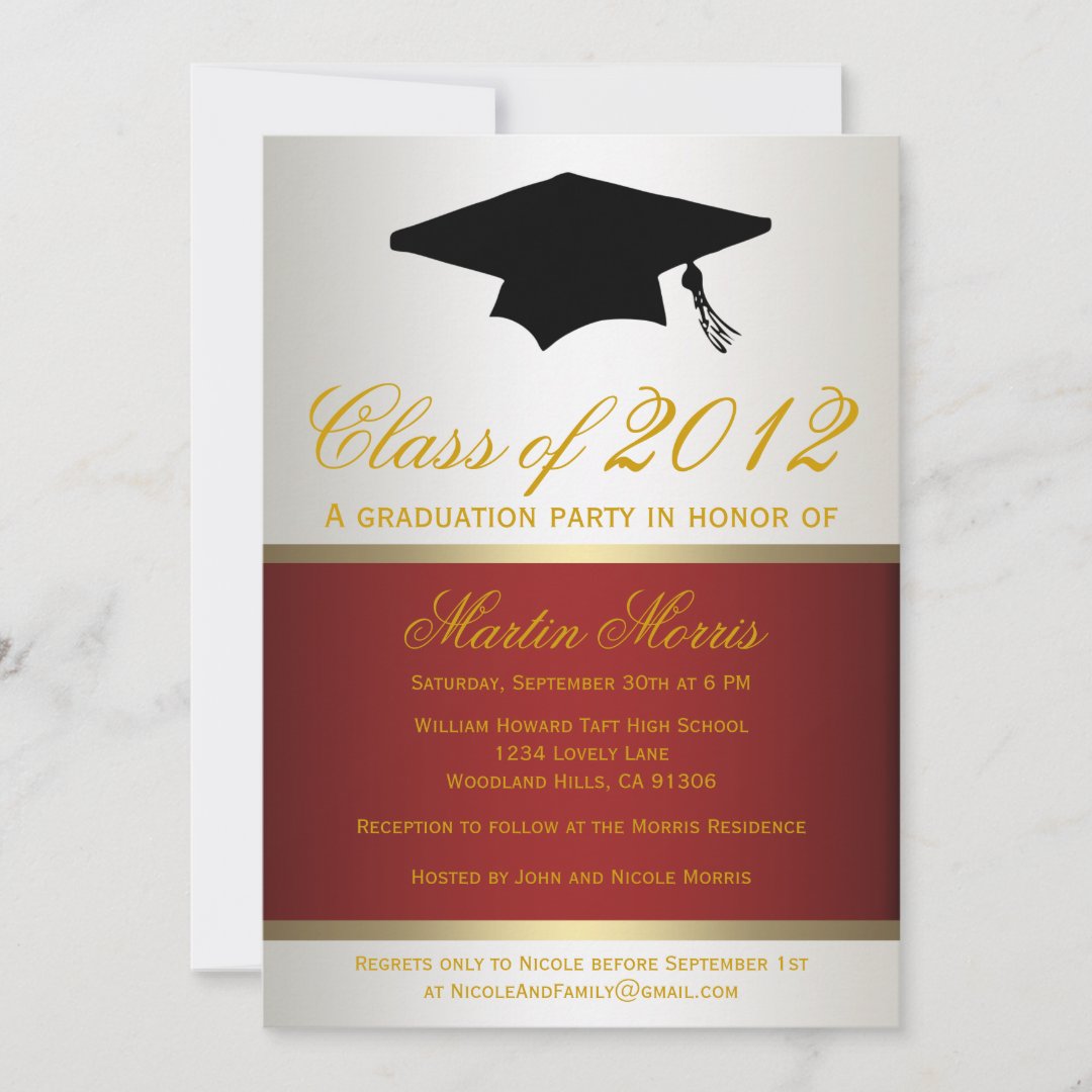 Red and Gold Graduation Invitation | Zazzle