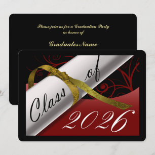 Red and Gold Graduation Party Invitation