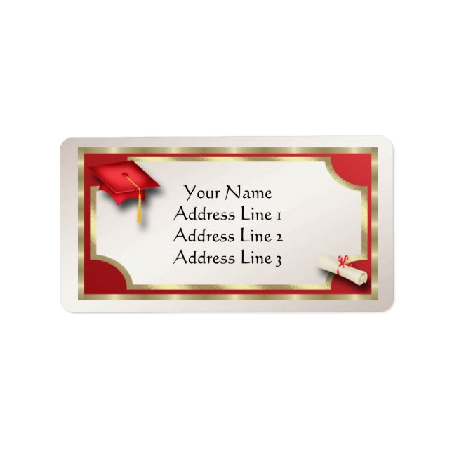 Red and Gold Grauation Address Labels (Front)