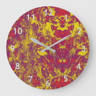 Red and Gold Grunge Large Clock