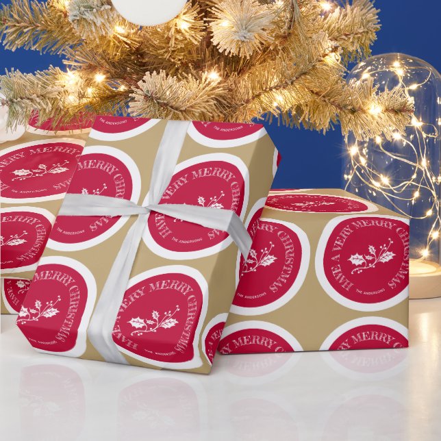 Red and Gold Have A Very Merry Christmas Wrapping Paper (Holidays)
