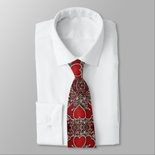 Red and gold heart neck tie