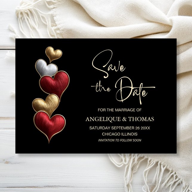 Red and Gold Hearts Wedding Save the Date (Creator Uploaded)