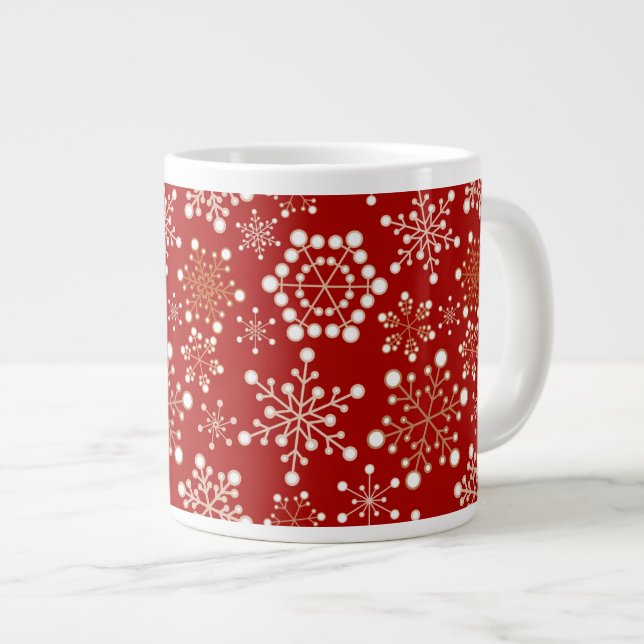 Red and Gold Holiday Pattern Giant Coffee Mug (Front Right)