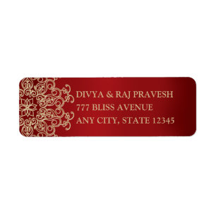 RED AND GOLD INDIAN INSPIRED ADDRESS LABELS
