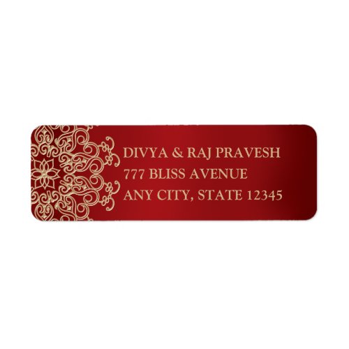 RED AND GOLD INDIAN INSPIRED ADDRESS LABELS