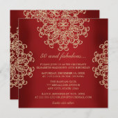 RED AND GOLD INDIAN INSPIRED BIRTHDAY INVITATION (Front/Back)