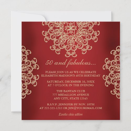 RED AND GOLD INDIAN INSPIRED BIRTHDAY INVITATION