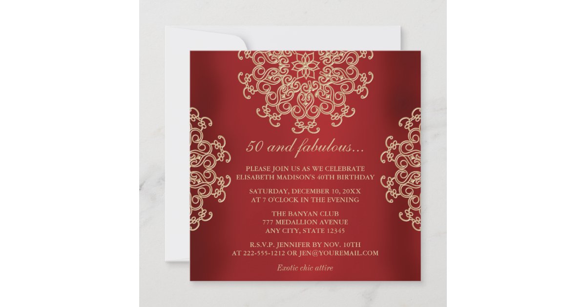 RED AND GOLD INDIAN INSPIRED BIRTHDAY INVITATION | Zazzle