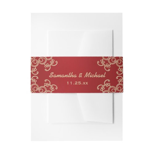 Red and Gold Indian Inspired Invitation Belly Band