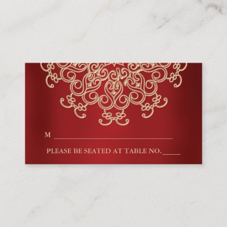 Red And Gold Indian Inspired Seating Place Card