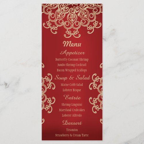 Red and Gold Indian Style Menu Cards
