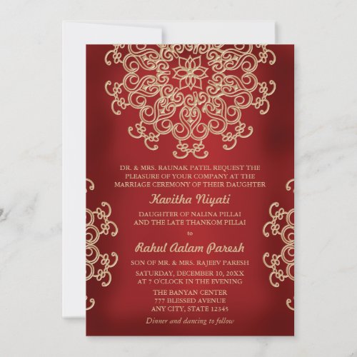 RED AND GOLD INDIAN STYLE WEDDING INVITATION