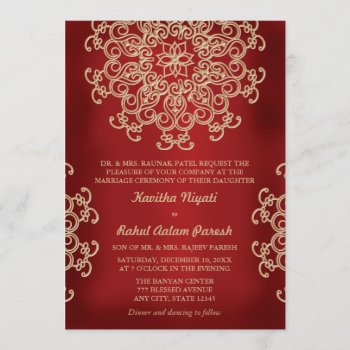 Red And Gold Indian Style Wedding Invitation by OccasionInvitations at Zazzle