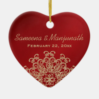 Red and Gold Indian Style Wedding Party Favor Ceramic Ornament