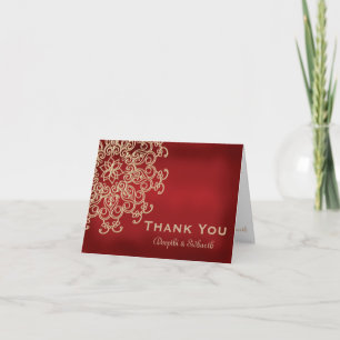RED AND GOLD INDIAN STYLE WEDDING THANK YOU CARD