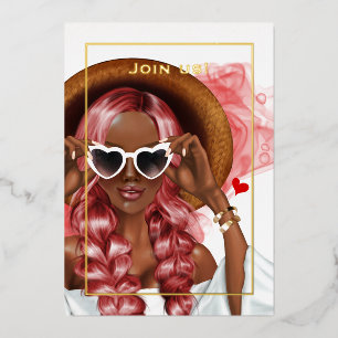 Red and Gold Ink Bachelorette Party Foil Invitation