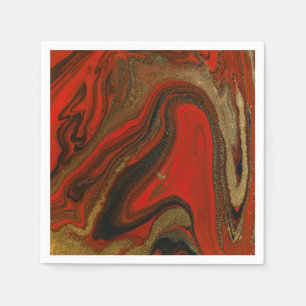 Red and gold ink Paper plate Napkins