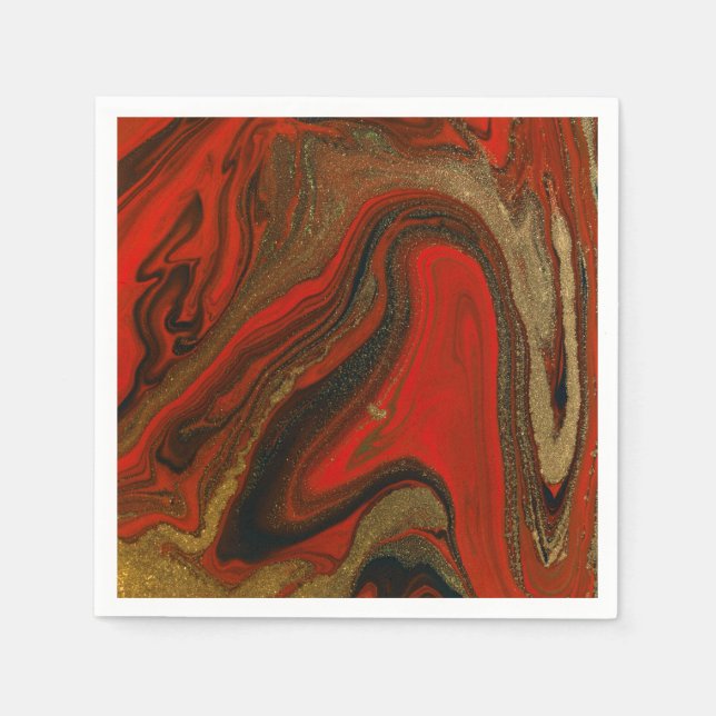 Red and gold ink Paper plate Napkins (Front)