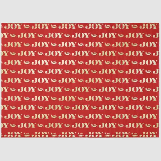 Red and Gold JOY Red Christmas Tissue Paper (Front)