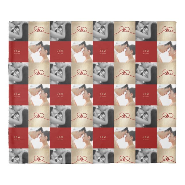 Red And Gold Knot Double Happiness Chinese Wedding Duvet Cover (Front)