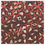 Red and Gold Leopard Print Fabric