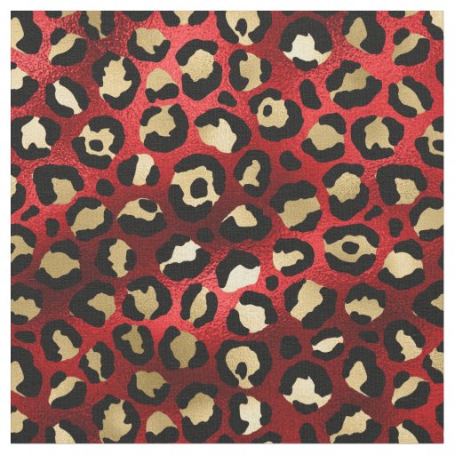 Red and Gold Leopard Print Fabric | Zazzle