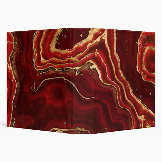 Red and gold Liquid Marble Abstract 3 Ring Binder (Background)