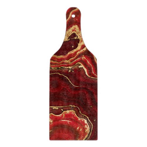 Red and gold Liquid Marble Abstract Cutting Board