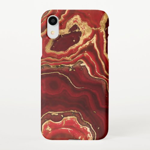 Red and gold Liquid Marble Abstract iPhone XR Case