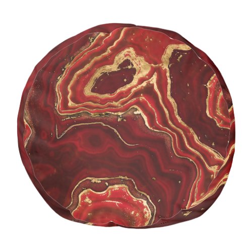 Red and gold Liquid Marble Abstract Pouf