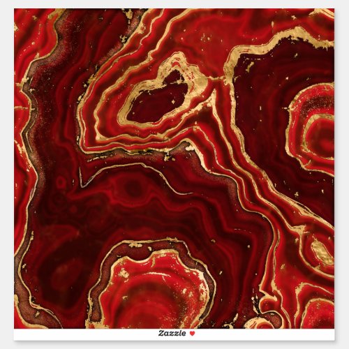 Red and gold Liquid Marble Abstract Sticker
