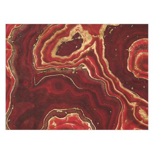 Red and gold Liquid Marble Abstract Tablecloth