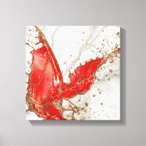 Red and gold Liquid Marble Splash Canvas Print