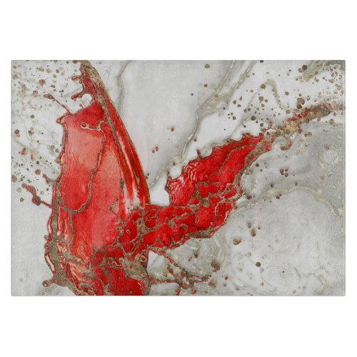 Red and gold Liquid Marble Splash Cutting Board