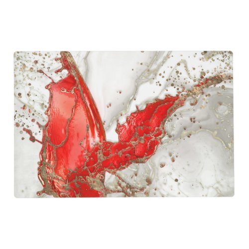 Red and gold Liquid Marble Splash Placemat