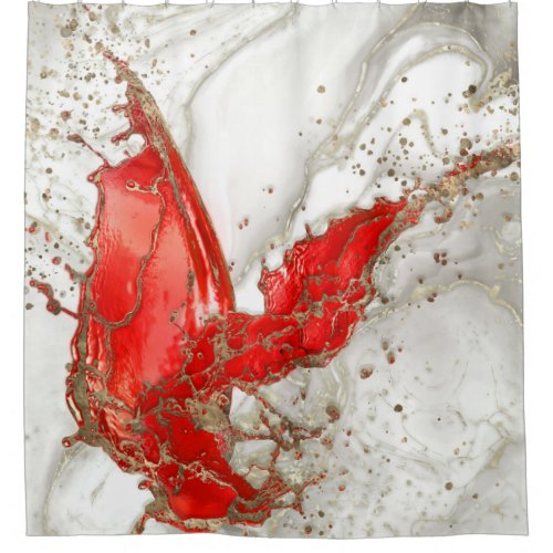 Red and gold Liquid Marble Splash Shower Curtain