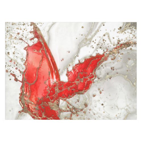 Red and gold Liquid Marble Splash Tablecloth