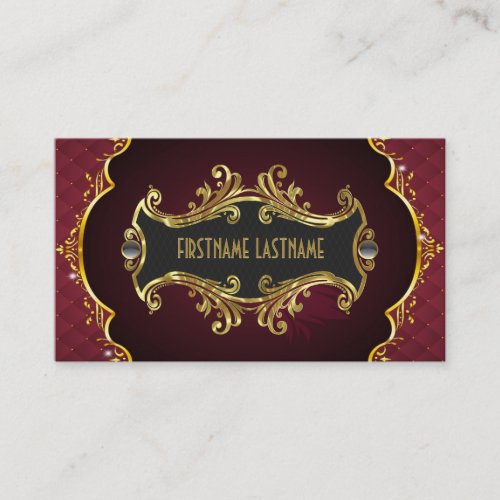 Red And Gold Look Swirls Business Card
