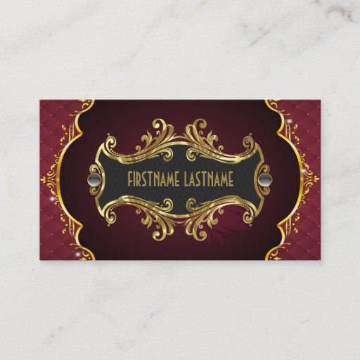 Customizable Red And Gold Look Swirls Business Card
